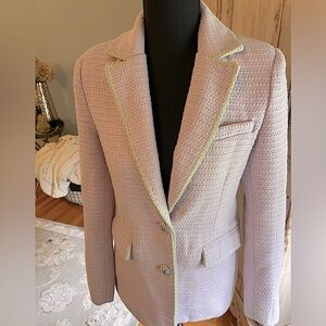 NWOT 7 for all Mankind Texture Tweed Contrast Stitch Trim Structured Blazer